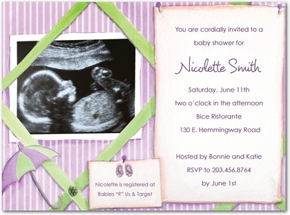 Sweet Lavender Scrapbooking Baby Shower Invitation Example