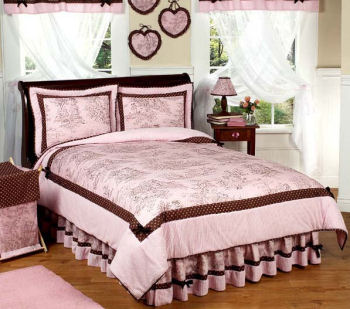brown and pink toile bedding comforter sets girls bedroom decorating ...