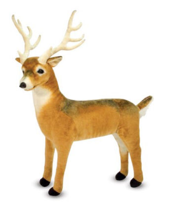 Lifelike plush stuffed whitetail deer toy for a baby's forest, or hunting theme woodland nursery