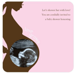 Pregnant mommy silhouette with baby ultrasound picture in tummy