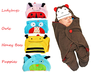 Colorful ladybug honeybee puppy dog owl monkey baby sleeping bags with sleeves for baby boy or girl