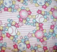 hot pink girls baseball softball cotton flannel quilt fabric flowers