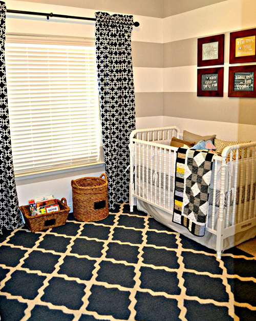 This baby boy's nursery is not a sports theme room although the décor was inspired by his grandfather's polo shirts