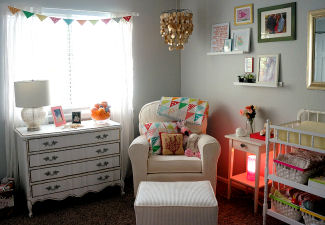 Cozy seating in Evelyn's nursery