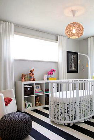 Modern musical theme baby girl nursery with DIY musical instruments crib mobile