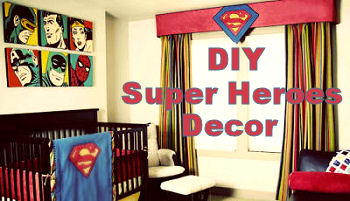 Vintage Superman Spiderman Batman Super Hero Baby Nursery Bedding and Curtains