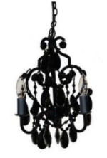 Small elegant black baby nursery chandelier with beads and crystals