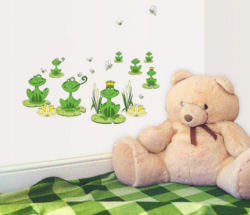 Cute Green Frog Prince Wall Decals and Stickers for Kids Rooms and Baby Nursery Walls