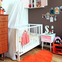 Chocolate brown and orange baby girl retro nursery