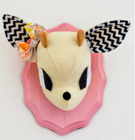 Pink baby girl stuffed deer wall decor for Willows nursery