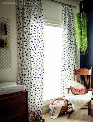 No sew homemade nursery curtains with panels made from a king size sheet