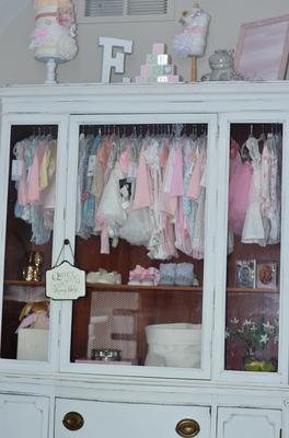 Shabby chic baby girl nursery closet organizing ideas