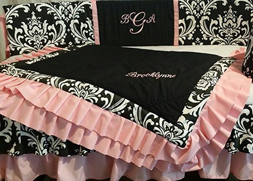 damask baby bedding nursery black white hot pink pictures