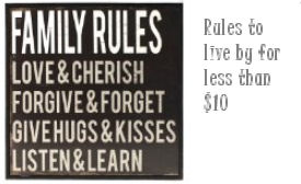 Family rules to live by saying for the baby nursery wall