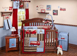 Fire Truck Baby Bedding With Dalmations And Fire Engines