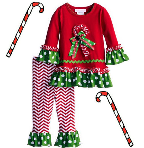 Girls boutique Christmas outfit with candy cane stripe leggings pants