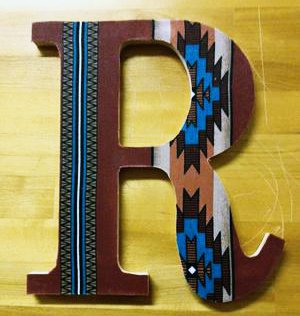 Custom made hand painted letter R wooden wall letter for a kids room or baby nursery with a western theme