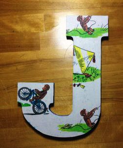 Hand painted motocross theme wooden baby nursery wall letters featuring monkeys riding motorcycles