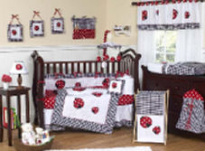 ladybug baby bedding red black pink green mod crib bedding set nursery picture theme