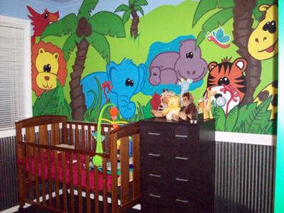 Living Jungle Animals Baby Nursery Theme Wall Mural