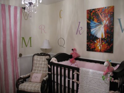 Modern Alphabet soup nursery for a baby girl