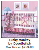 pink brown baby girl monkey theme themed nursery bedding collection