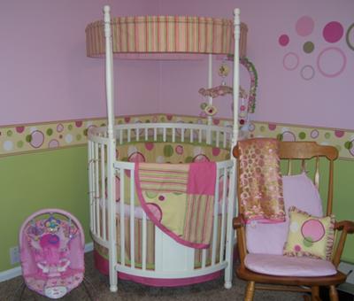 pink and green crib bedding