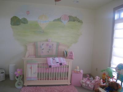 Old English Hot Air Balloon Nursery Wall Mural Painting 