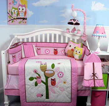 Owl theme nursery design ideas for a baby girl