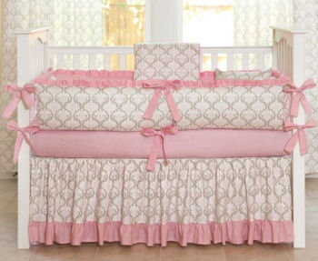 girls pink baby nursery crib bedding set decor