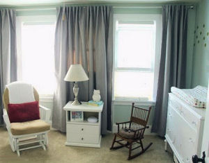 Gender neutral nursery room decorated with polka dots for a baby boy