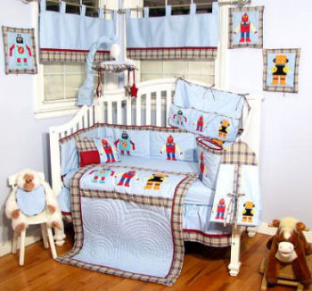 robot bedding baby crib nursery theme boys sets