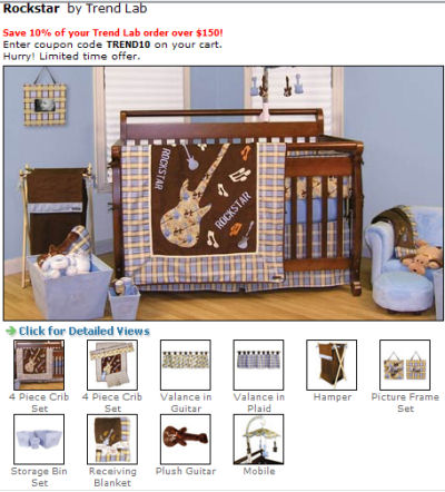 rock n roll crib bedding