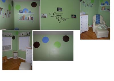 Shared Green Blue and Black Polka Dots Baby Nursery Design Ideas