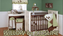 deer wildlife forest hunting baby nursery crib bedding set green and brown