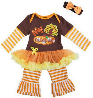 Baby girl Thanksgiving turkey body suit with tutu