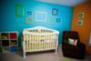 Colorful Geometric Baby Nursery Wall Decor in Aqua Blue, Lime Green and Orange!